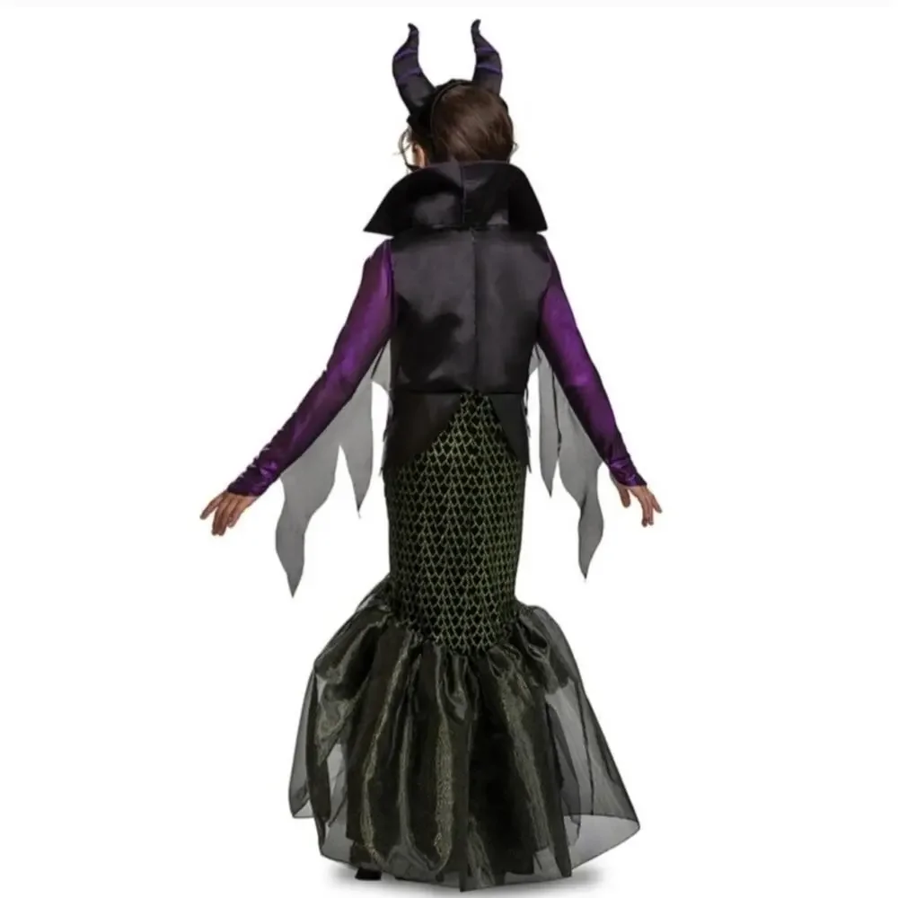 Disney Villains Maleficent Girl's Dress Halloween Costume & Headpiece SZ M
